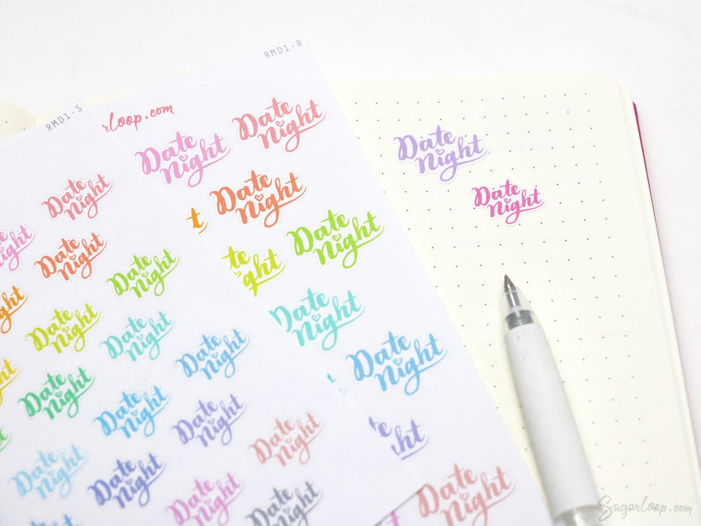 Rainbow Date Night Script Planner Stickers, Multicolor