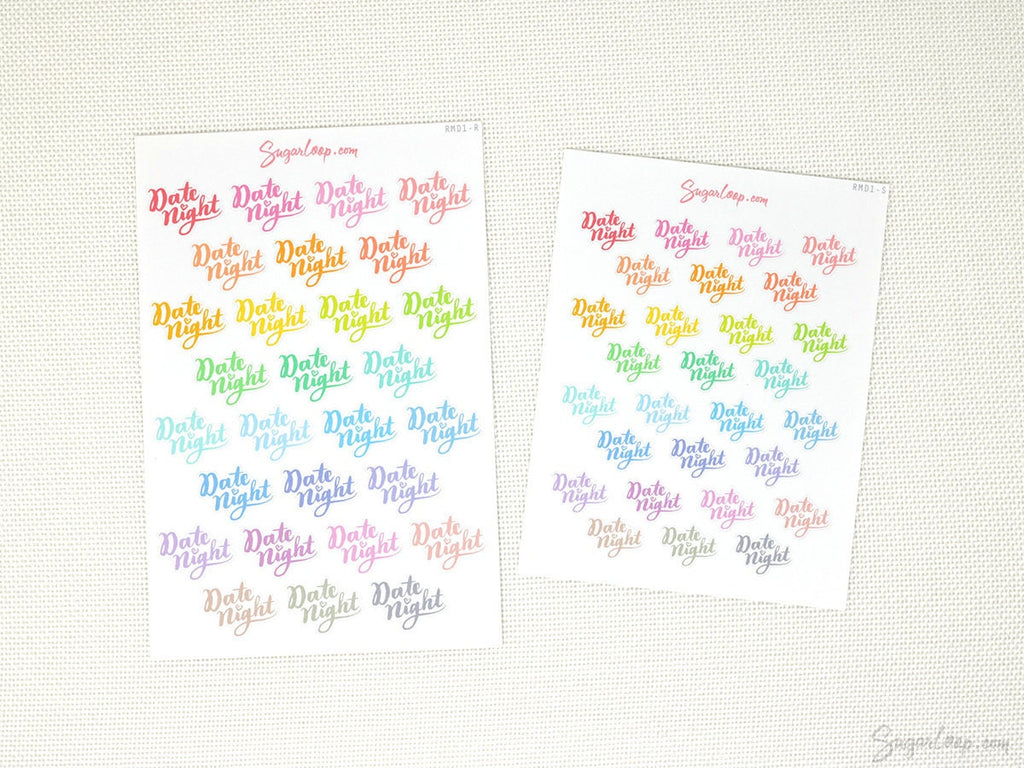 Rainbow Date Night Script Planner Stickers, Multicolor