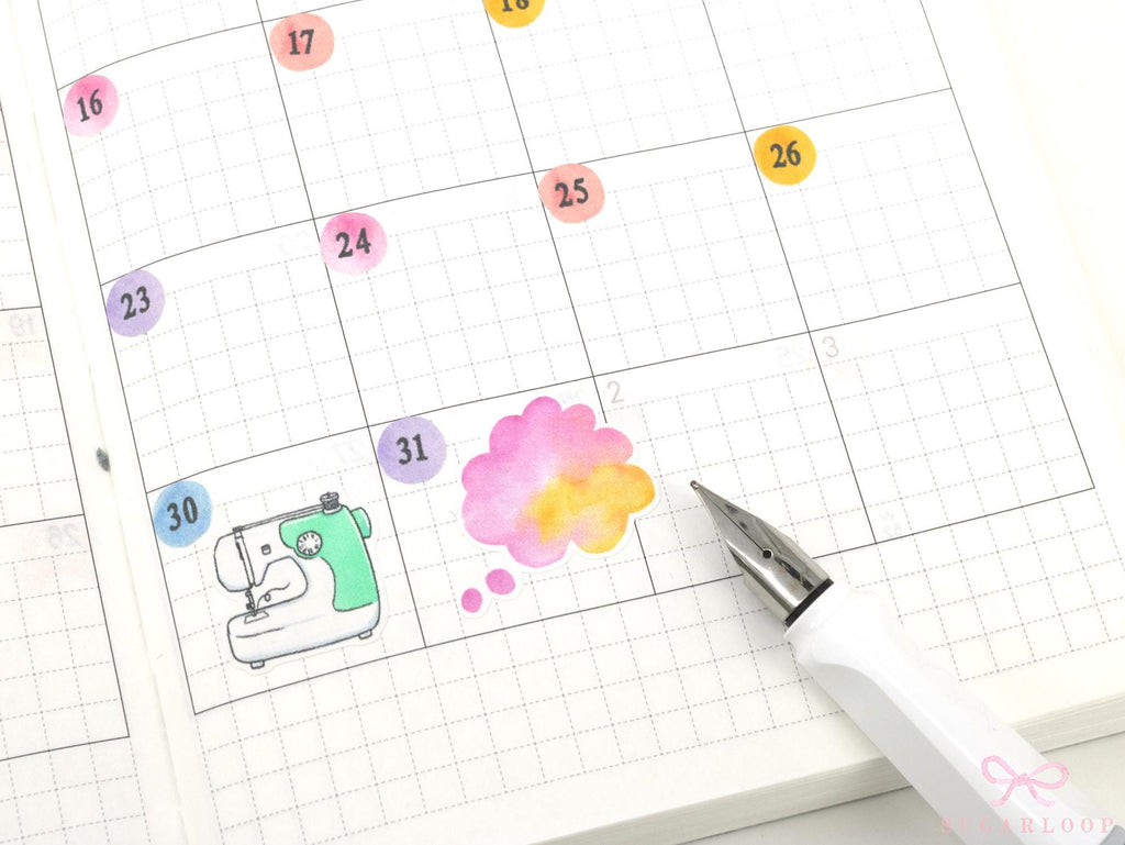 Speech & Thought Bubbles Writable Bujo Planner Stickers: approx 0.75 in (20 mm) wide