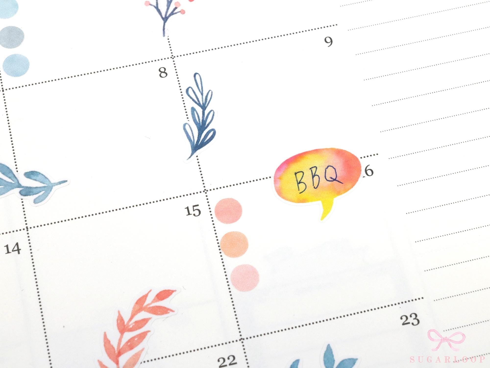 Speech & Thought Bubbles Writable Bujo Planner Stickers: approx 0.75 in (20 mm) wide