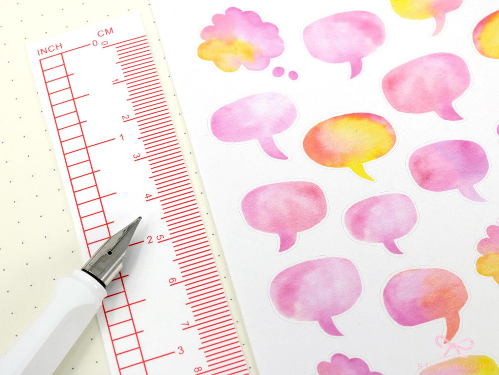 Speech & Thought Bubbles Writable Bujo Planner Stickers: approx 0.75 in (20 mm) wide