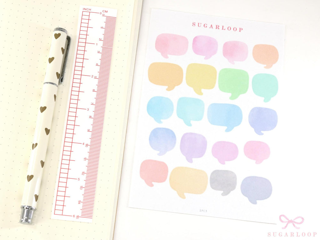 Speech Bubble Bujo Planner Stickers: Rainbow Watercolor