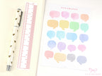 Speech Bubble Bujo Planner Stickers: Rainbow Watercolor