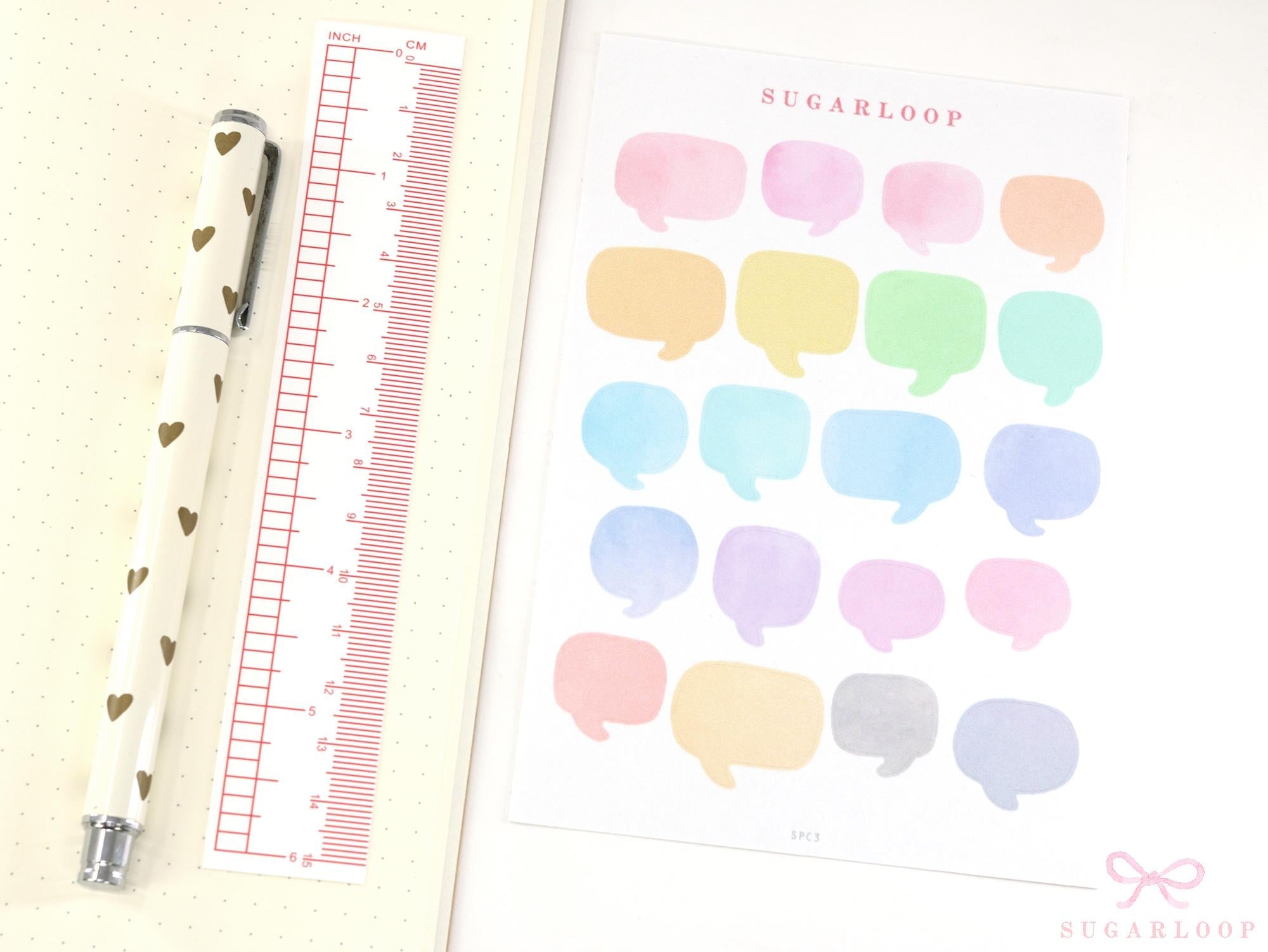 Speech Bubble Bujo Planner Stickers: Rainbow Watercolor