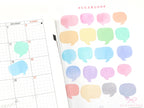 Speech Bubble Bujo Planner Stickers: Rainbow Watercolor
