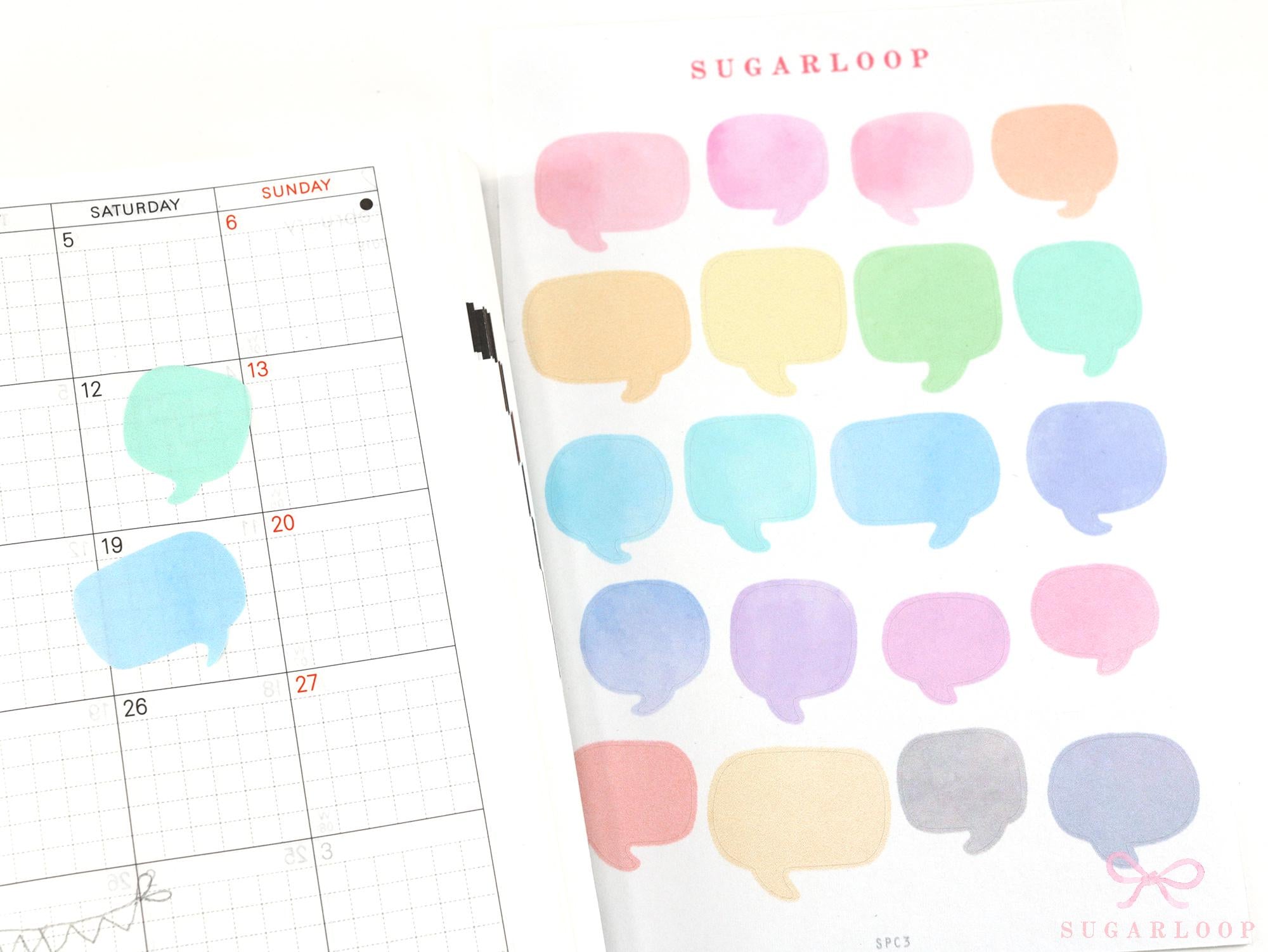 Speech Bubble Bujo Planner Stickers: Rainbow Watercolor