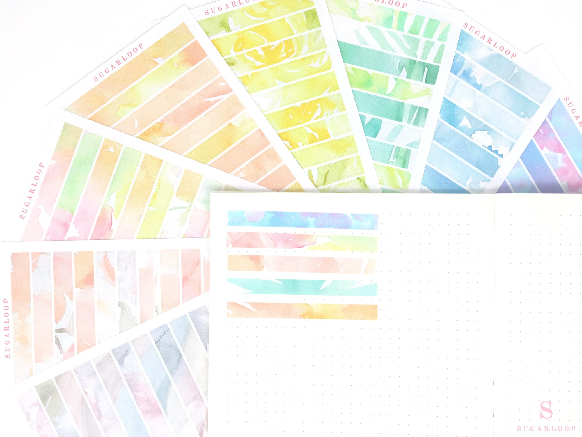 Washi Style Strip Bujo Planner Stickers: 3.125 in (79 mm) x 0.5 in (12 mm)