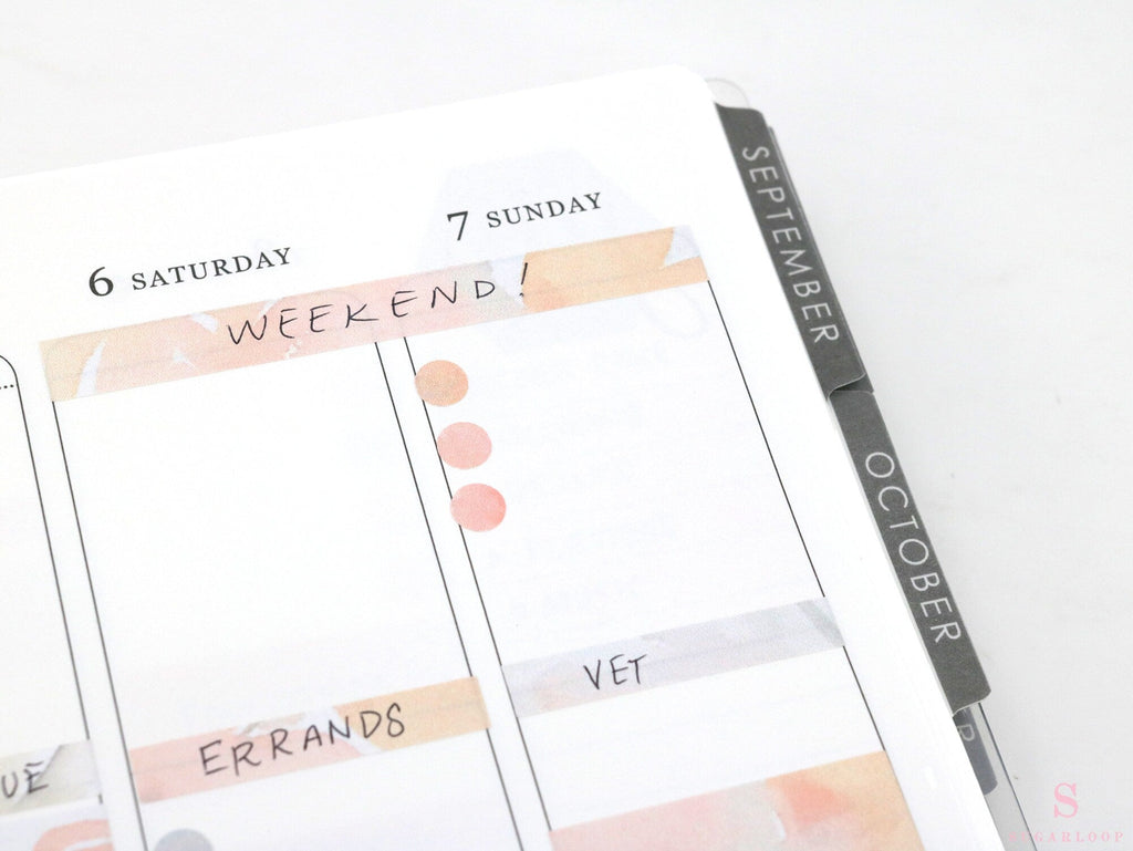 Washi Style Strip Bujo Planner Stickers: 3.125 in (79 mm) x 0.5 in (12 mm)