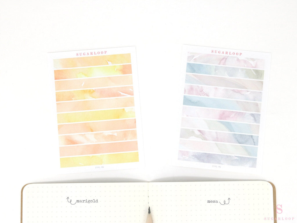 Washi Style Strip Bujo Planner Stickers: 3.125 in (79 mm) x 0.5 in (12 mm)