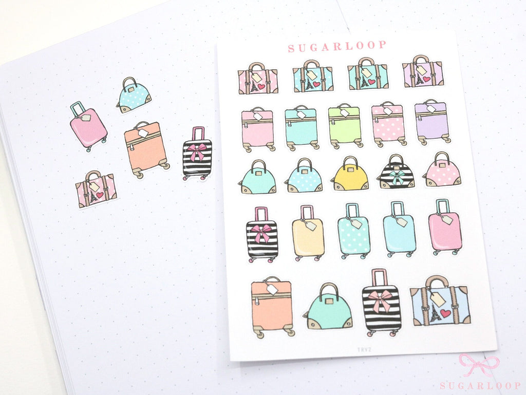 Travel Trip Holiday Bujo Planner & Journal - Icons and Deco Stickers