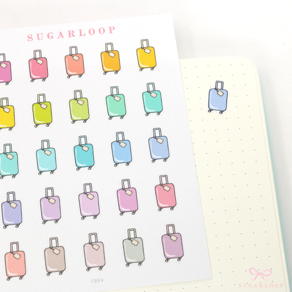 Cute Suitcase Icons for Planners & Journals – Holiday & Trip Planning and Journaling