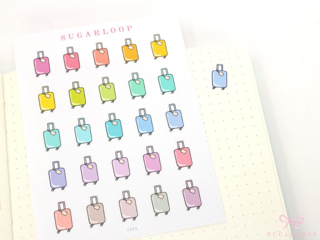 Cute Suitcase Icons for Planners & Journals – Holiday & Trip Planning and Journaling