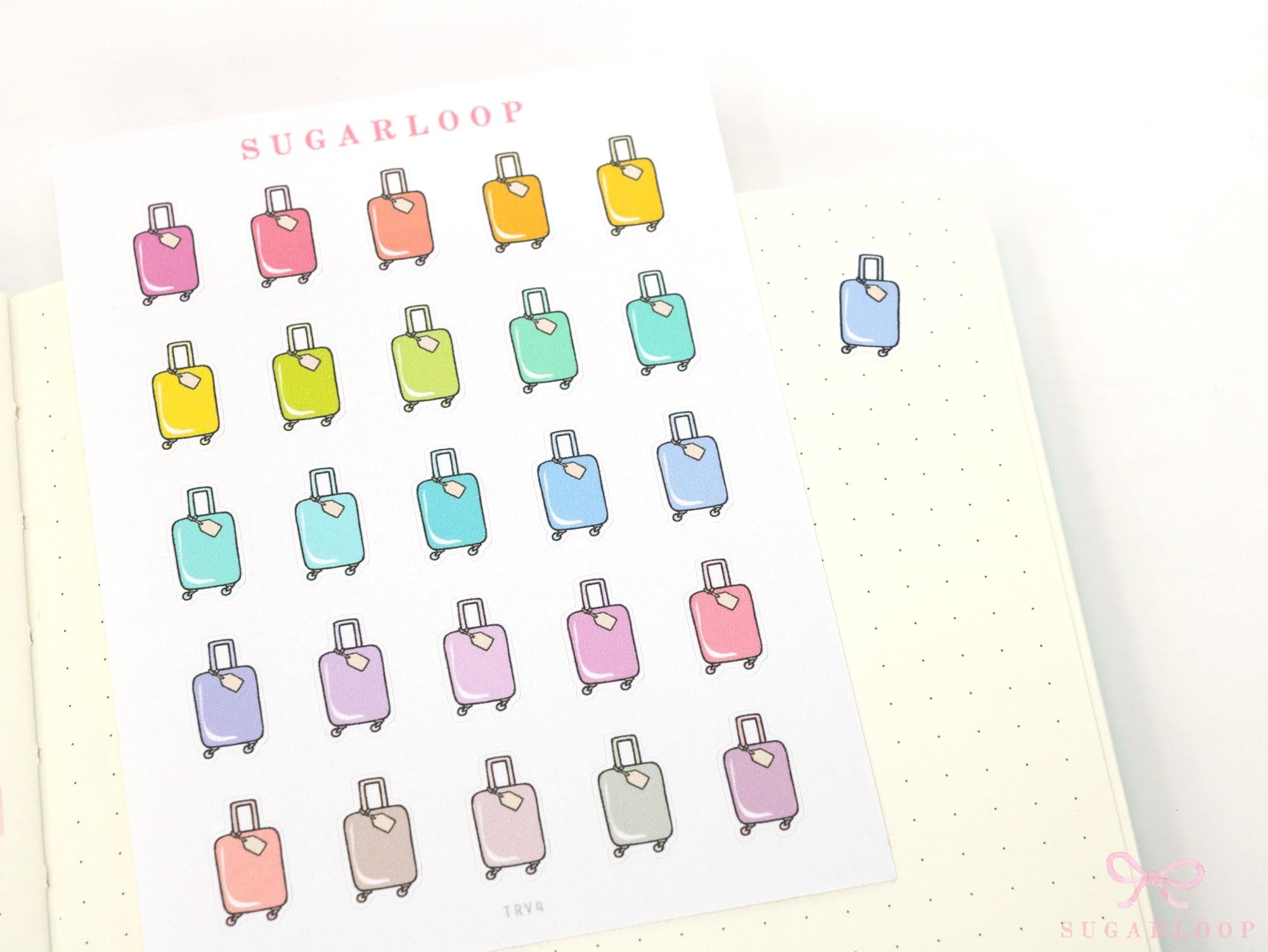 Cute Suitcase Icons for Planners & Journals – Holiday & Trip Planning and Journaling