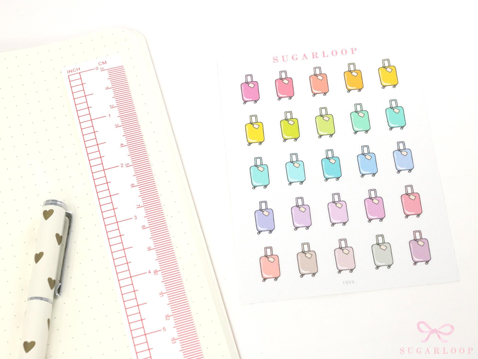 Cute Suitcase Icons for Planners & Journals – Holiday & Trip Planning and Journaling