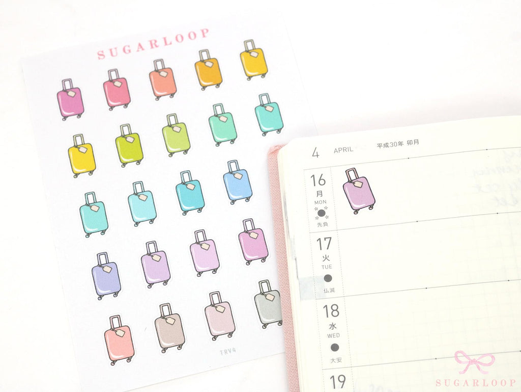 Cute Suitcase Icons for Planners & Journals – Holiday & Trip Planning and Journaling