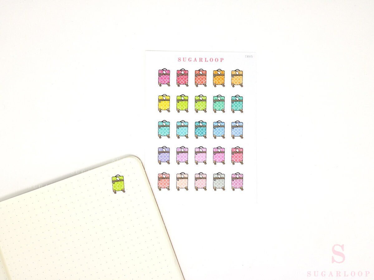 Cute Patterned Travel Suitcase Planner & Journal Stickers – Holiday & Trip Planning and Journaling