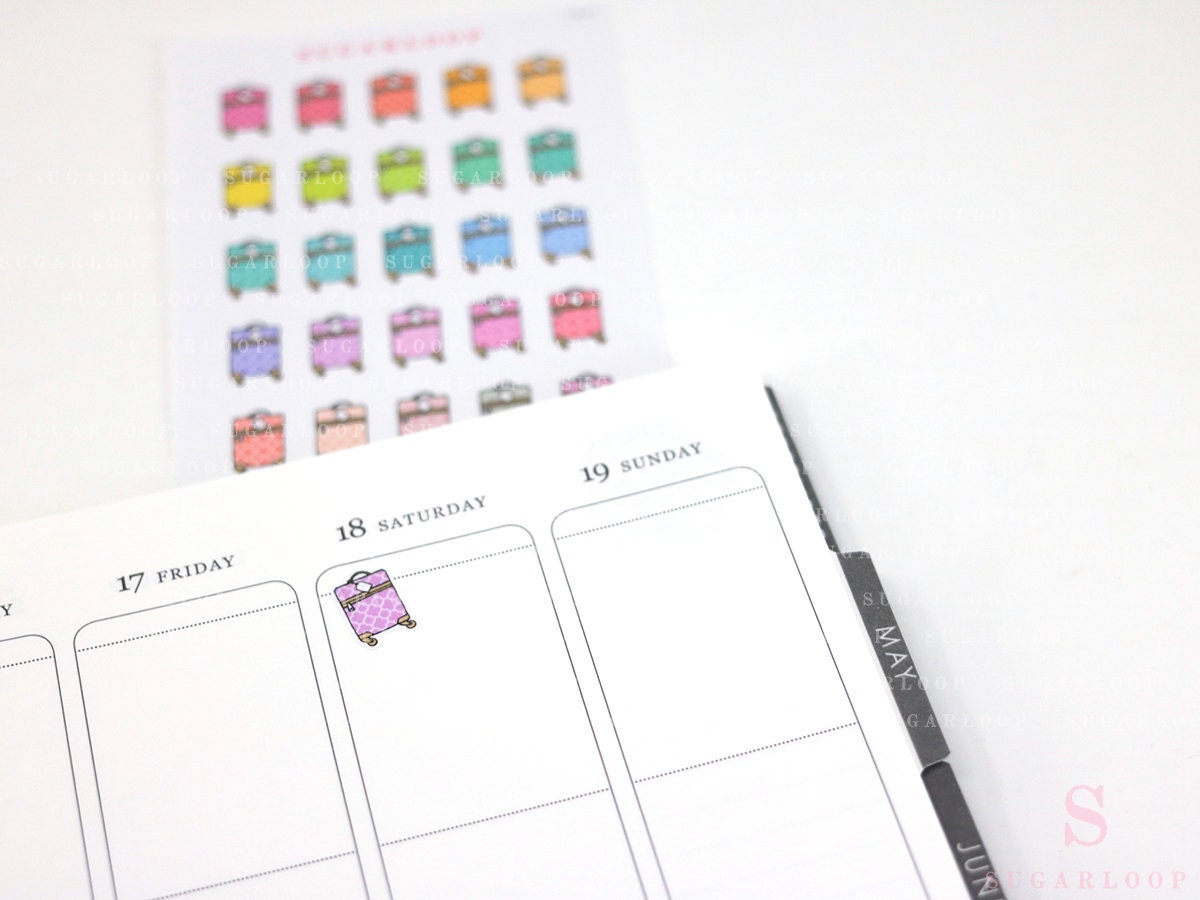 Cute Patterned Travel Suitcase Planner & Journal Stickers – Holiday & Trip Planning and Journaling