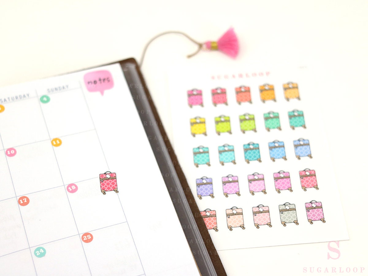 Cute Patterned Travel Suitcase Planner & Journal Stickers – Holiday & Trip Planning and Journaling