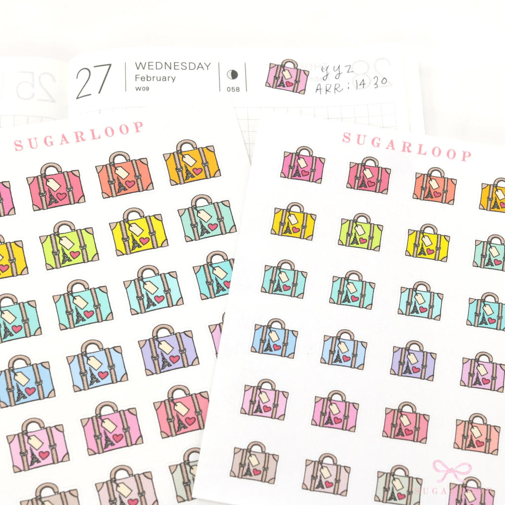Cute Vintage Travel Icon Stickers for Planners & Journals – Holiday & Trip Bujo Journaling