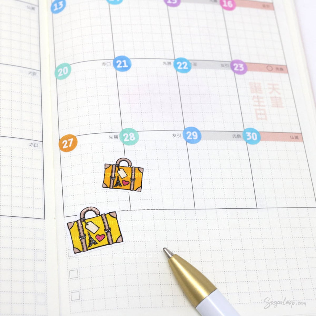Cute Vintage Travel Icon Stickers for Planners & Journals – Holiday & Trip Bujo Journaling