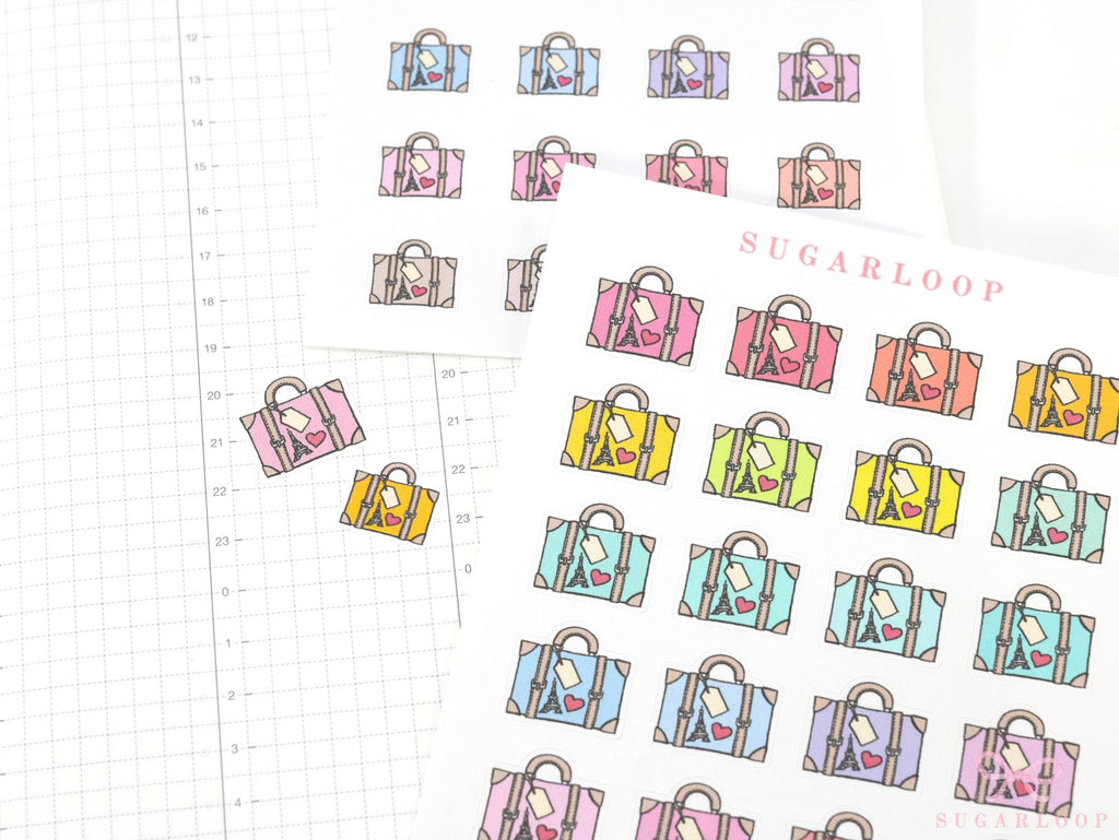 Cute Vintage Travel Icon Stickers for Planners & Journals – Holiday & Trip Bujo Journaling