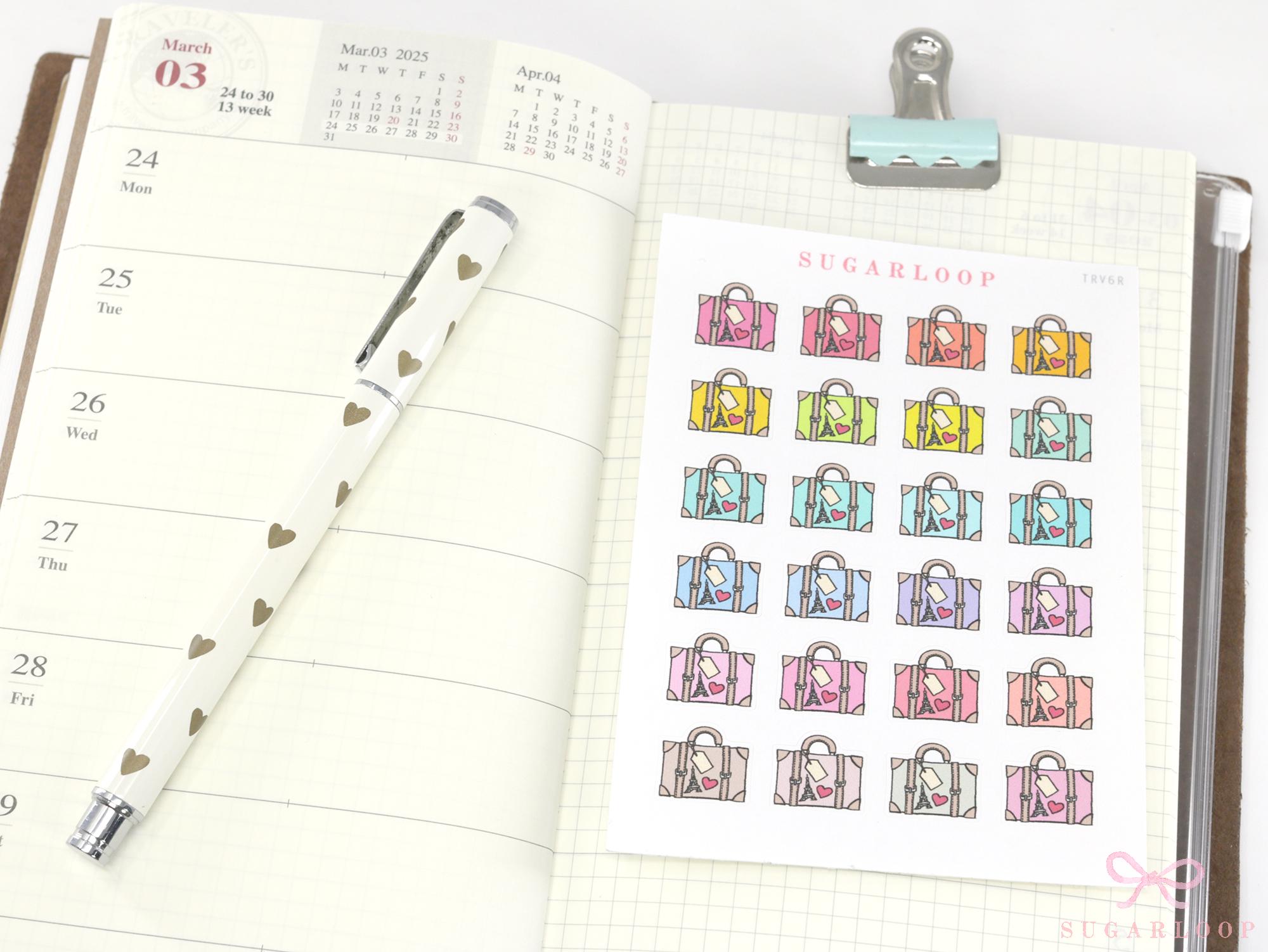 Cute Vintage Travel Icon Stickers for Planners & Journals – Holiday & Trip Bujo Journaling
