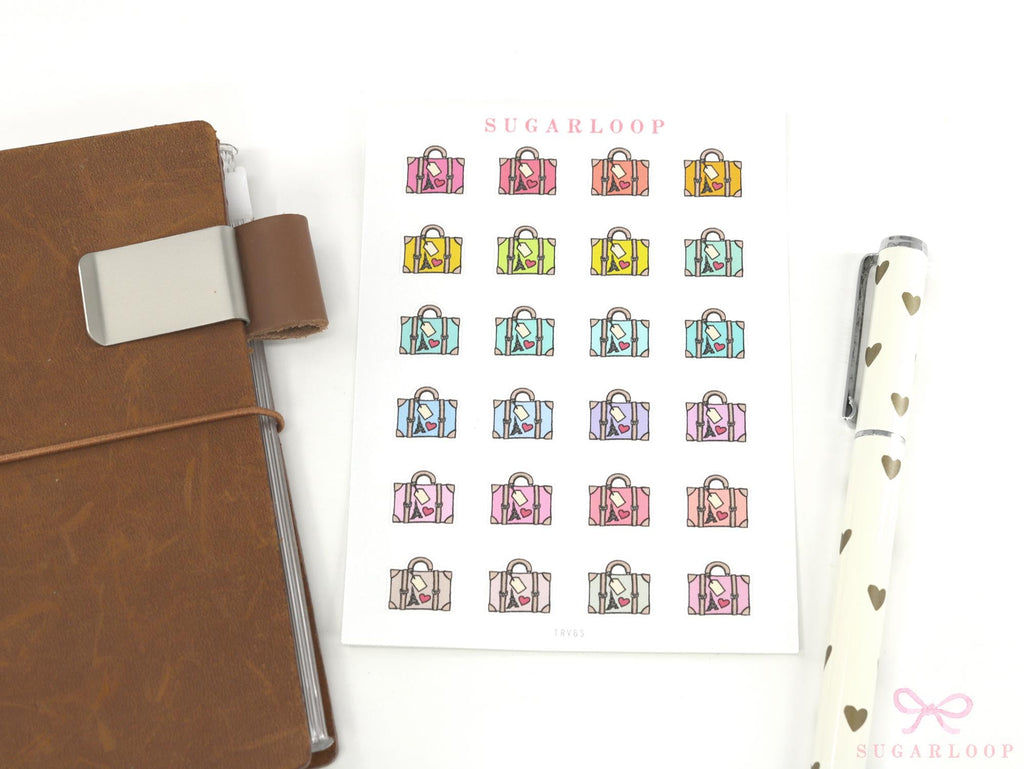 Cute Vintage Travel Icon Stickers for Planners & Journals – Holiday & Trip Bujo Journaling