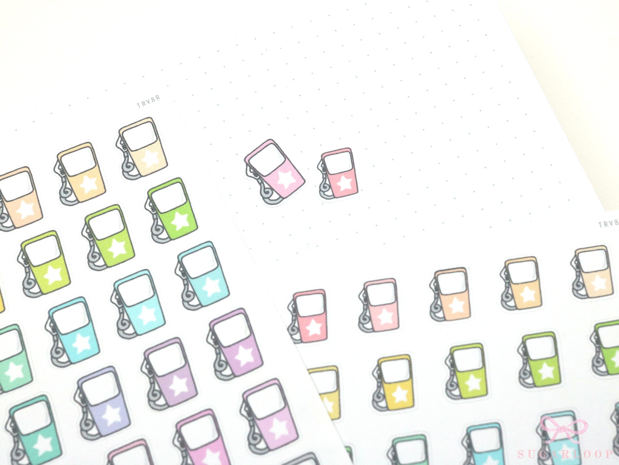 Vintage Style Cute Kawaii Doodle Gas Pump Petrol Planner & Journal Stickers