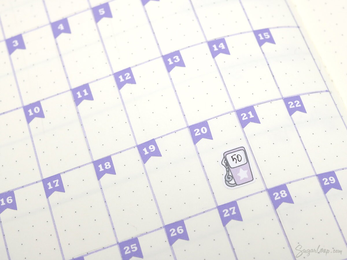 Vintage Style Cute Kawaii Doodle Gas Pump Petrol Planner & Journal Stickers