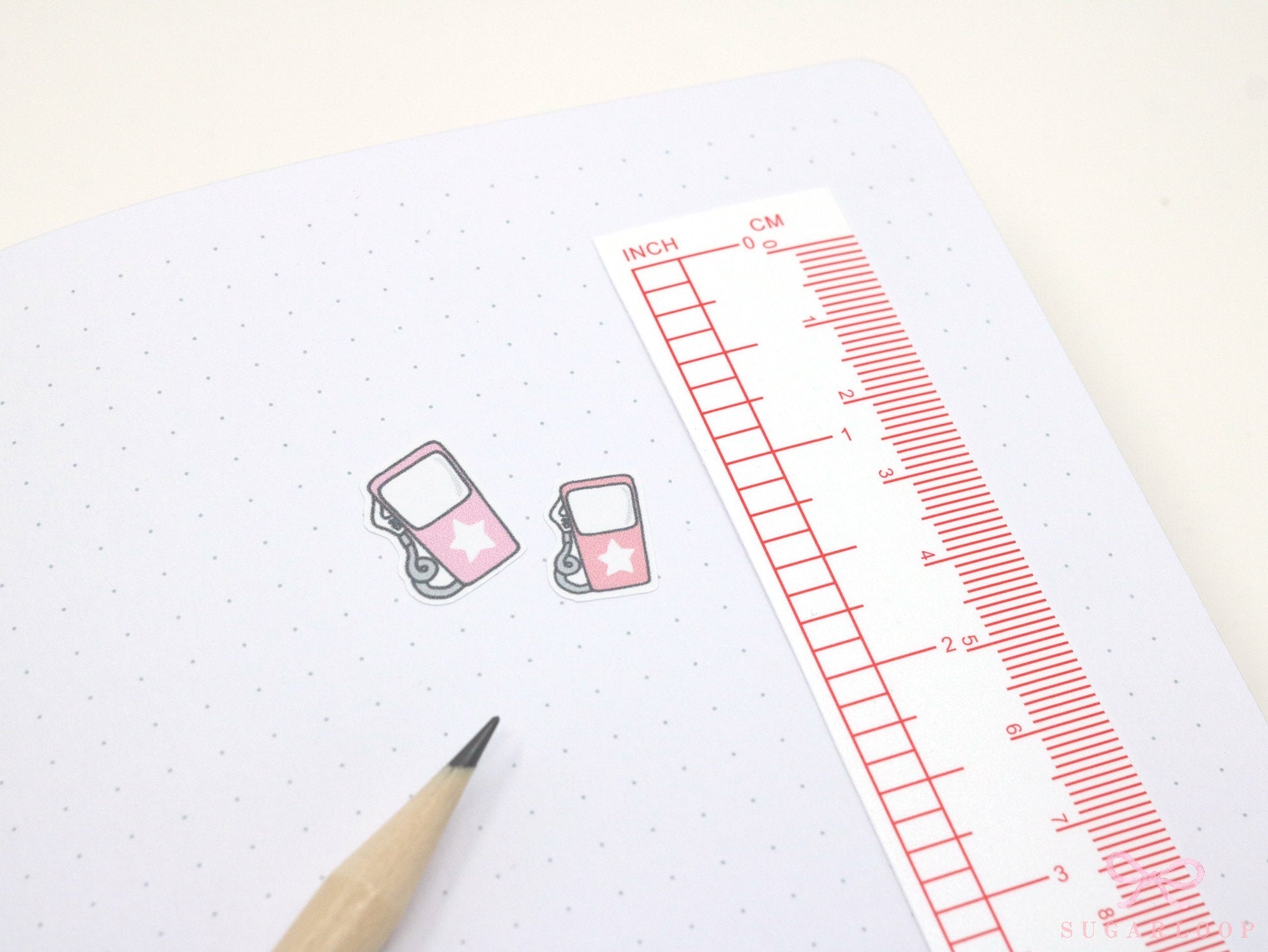 Vintage Style Cute Kawaii Doodle Gas Pump Petrol Planner & Journal Stickers