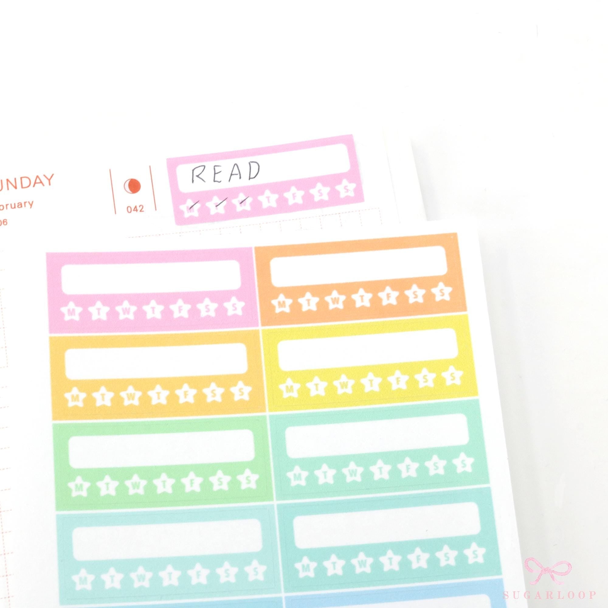 Weekly Habit Tracker Vertical Sidebar Bujo Planner Stickers: 1.5in(38 mm) Wide