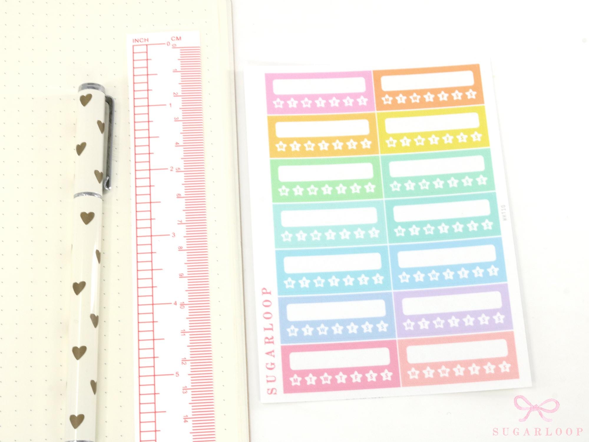 Weekly Habit Tracker Vertical Sidebar Bujo Planner Stickers: 1.5in(38 mm) Wide