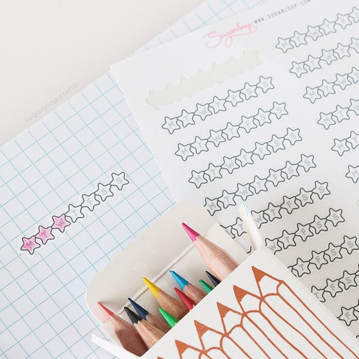 Weekly Sidebar Habit Tracker Bujo Planner Stickers: 1.5in (38mm) Wide