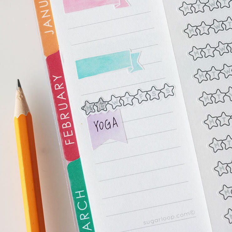 Weekly Sidebar Habit Tracker Bujo Planner Stickers: 1.5in (38mm) Wide