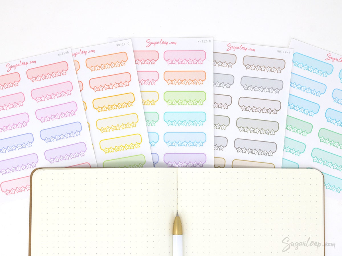 Cute Kawaii Style Weekly Habit Tracker Bujo Planner Stickers: Rainbow