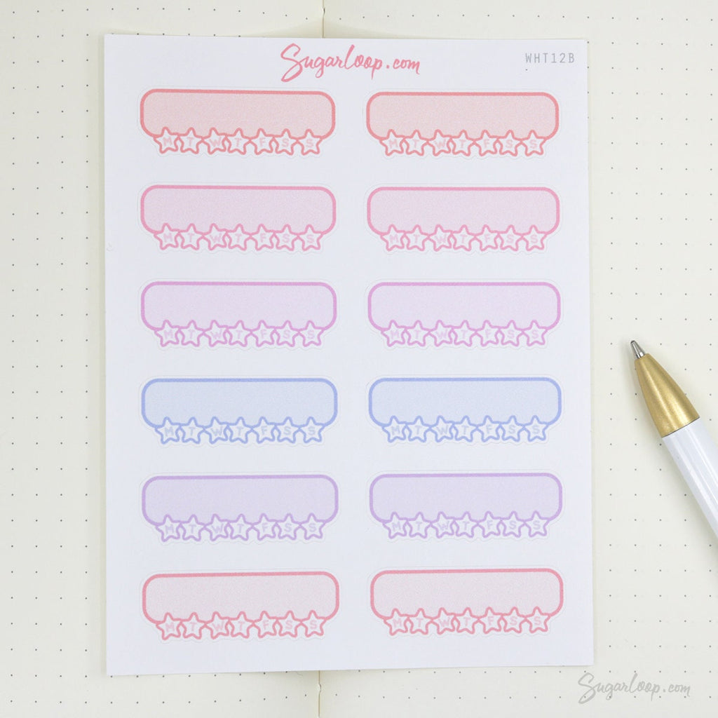 Cute Kawaii Style Weekly Habit Tracker Bujo Planner Stickers: Rainbow