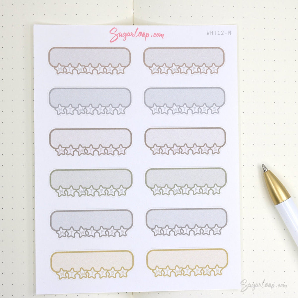 Cute Kawaii Style Weekly Habit Tracker Bujo Planner Stickers: Rainbow