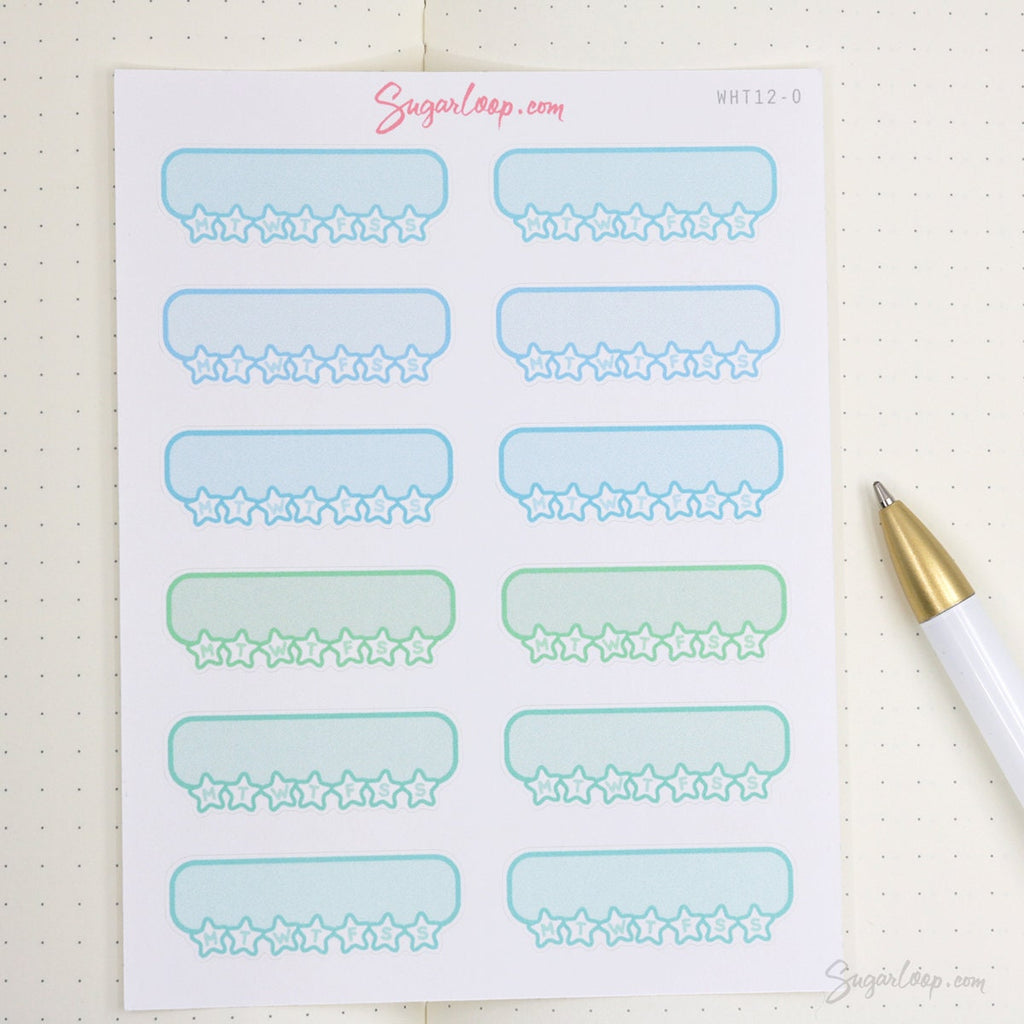Cute Kawaii Style Weekly Habit Tracker Bujo Planner Stickers: Rainbow