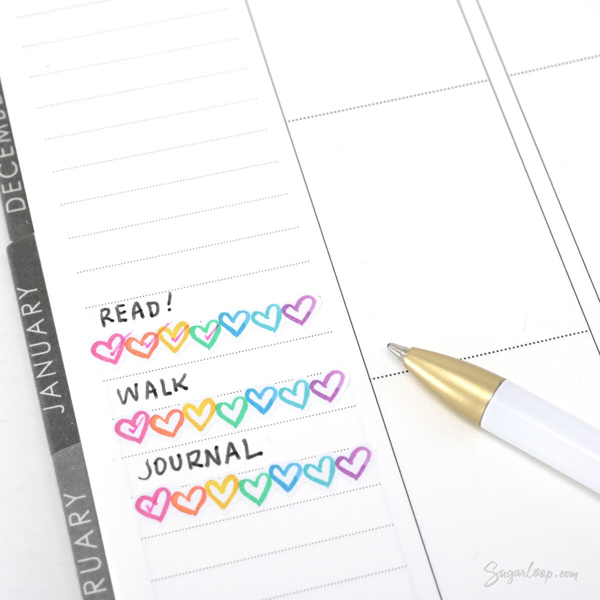 Weekly Habit Tracker Vertical Sidebar Bujo Planner Stickers: 1.5in(38 mm) Wide