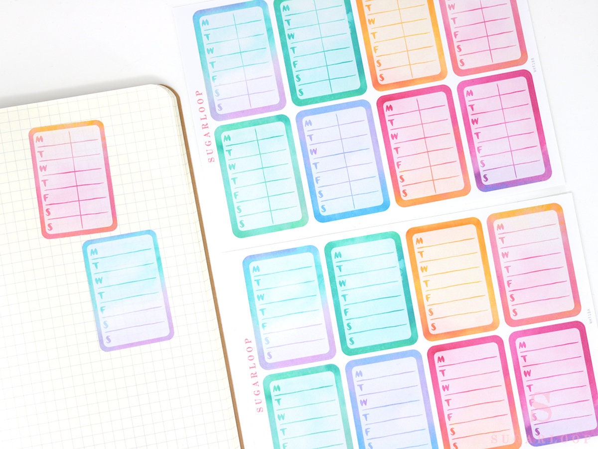 Full Box Bujo Planner Stickers: 1.5in (38 mm) Wide