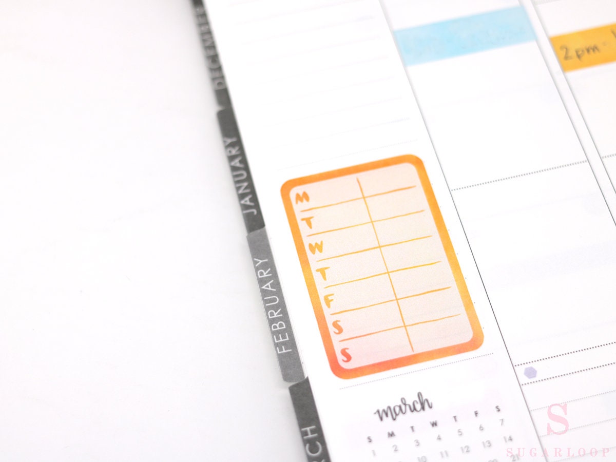 Full Box Bujo Planner Stickers: 1.5in (38 mm) Wide