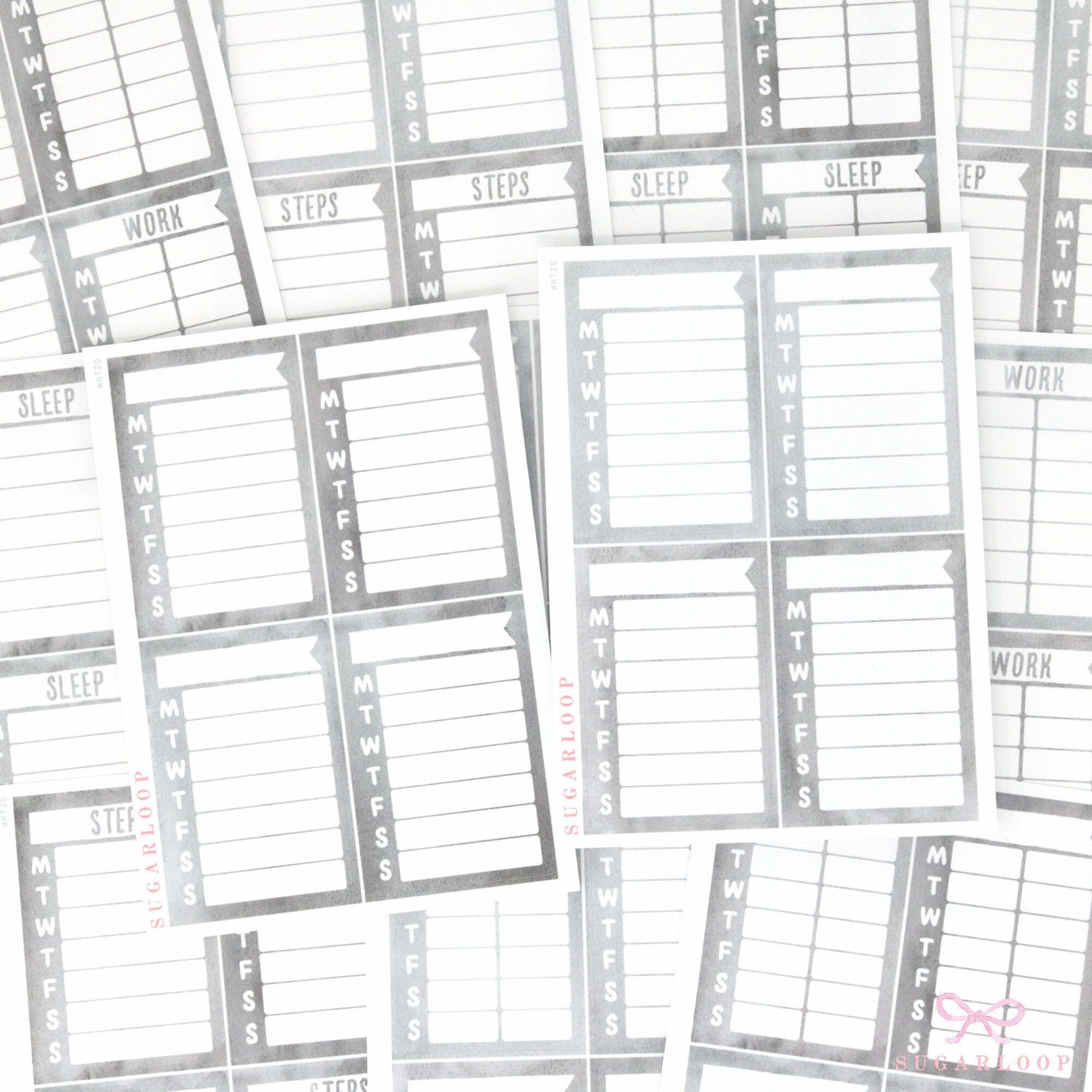 Weekly Sidebar Work Habit Tracker Bujo Planner Stickers Smoke Colorway: 1.5in (38mm) Wide  8 Full Boxes