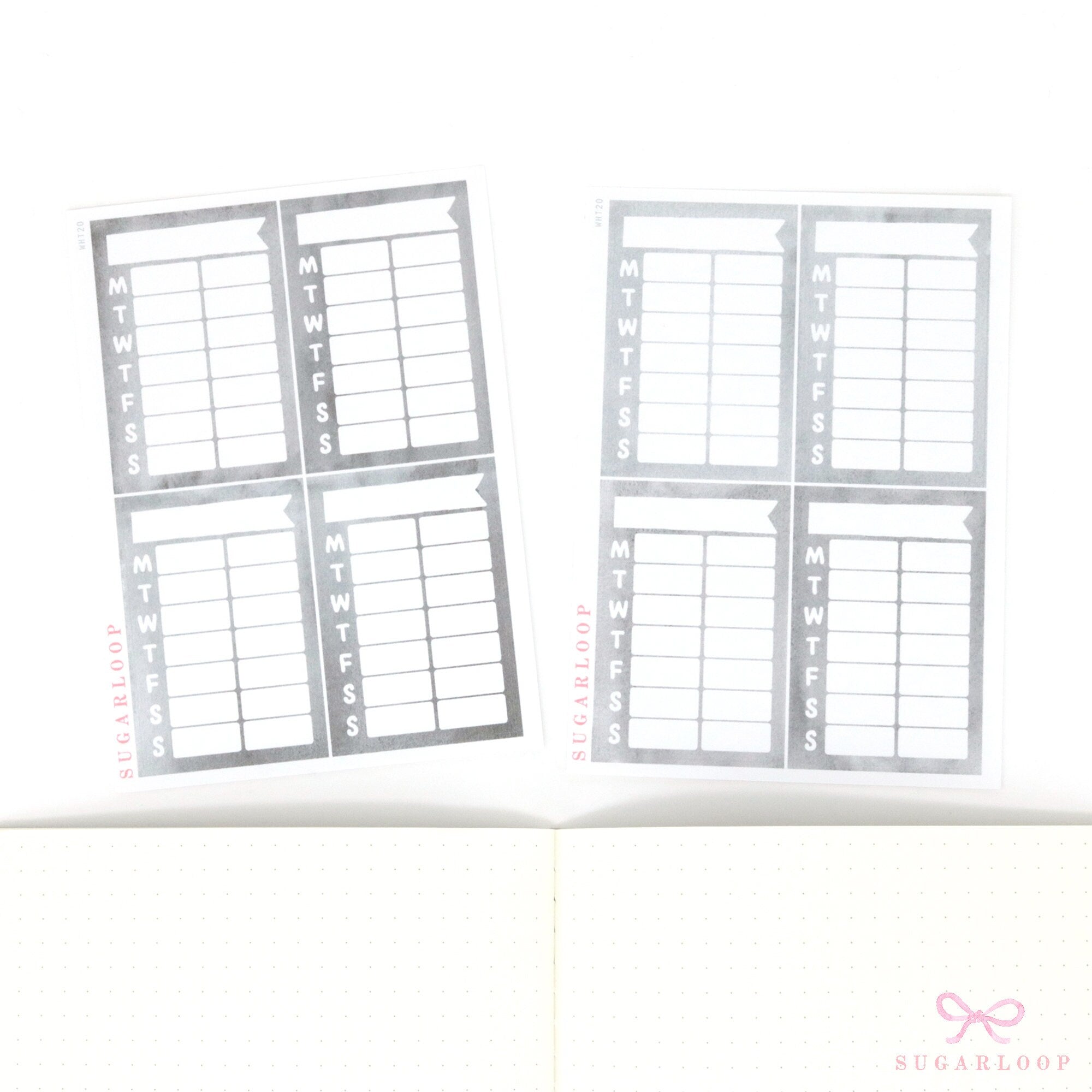 Weekly Sidebar Work Habit Tracker Bujo Planner Stickers Smoke Colorway: 1.5in (38mm) Wide  8 Full Boxes