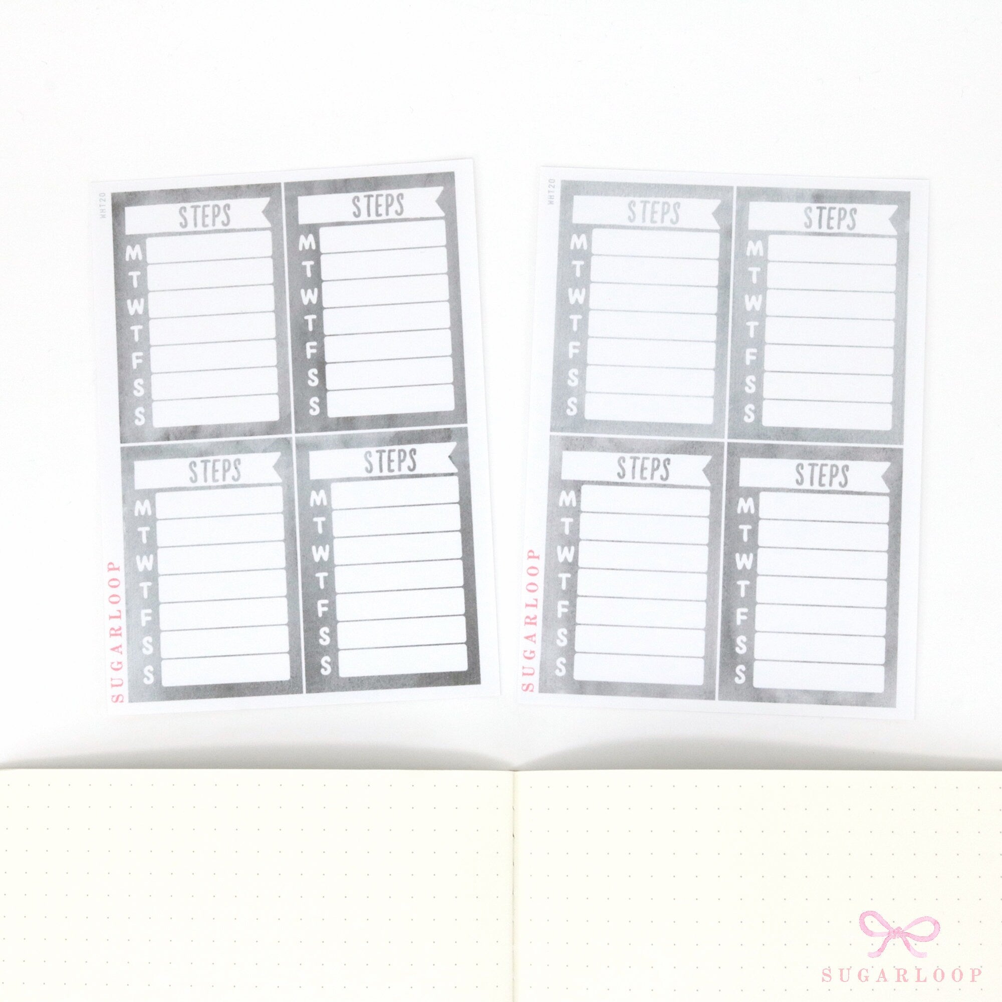 Weekly Sidebar Work Habit Tracker Bujo Planner Stickers Smoke Colorway: 1.5in (38mm) Wide  8 Full Boxes