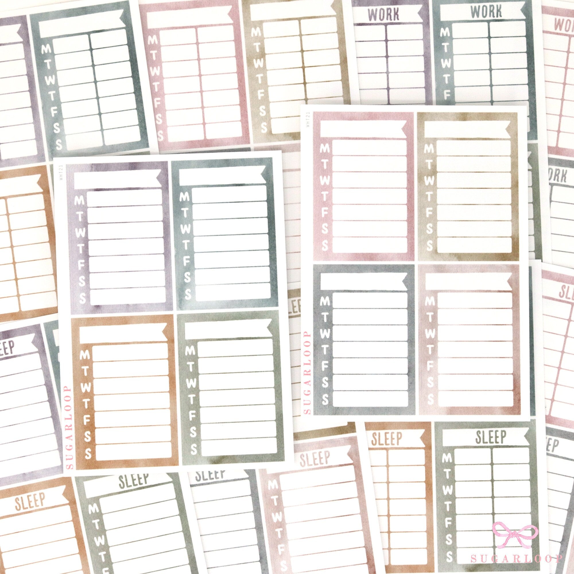 Weekly Sidebar Work Habit Tracker Bujo Planner Stickers Highland Colorway: 1.5in (38mm)Wide  8 Full Boxes