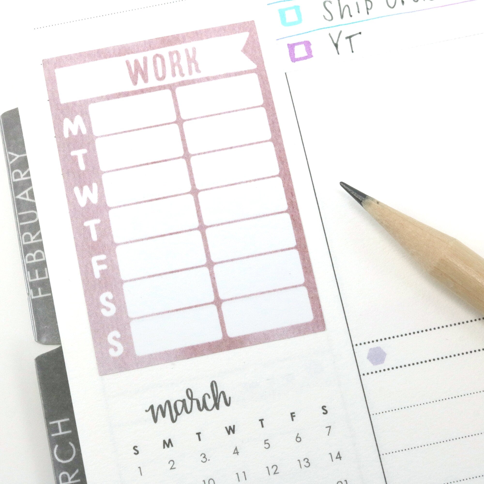 Weekly Sidebar Work Habit Tracker Bujo Planner Stickers Highland Colorway: 1.5in (38mm)Wide  8 Full Boxes