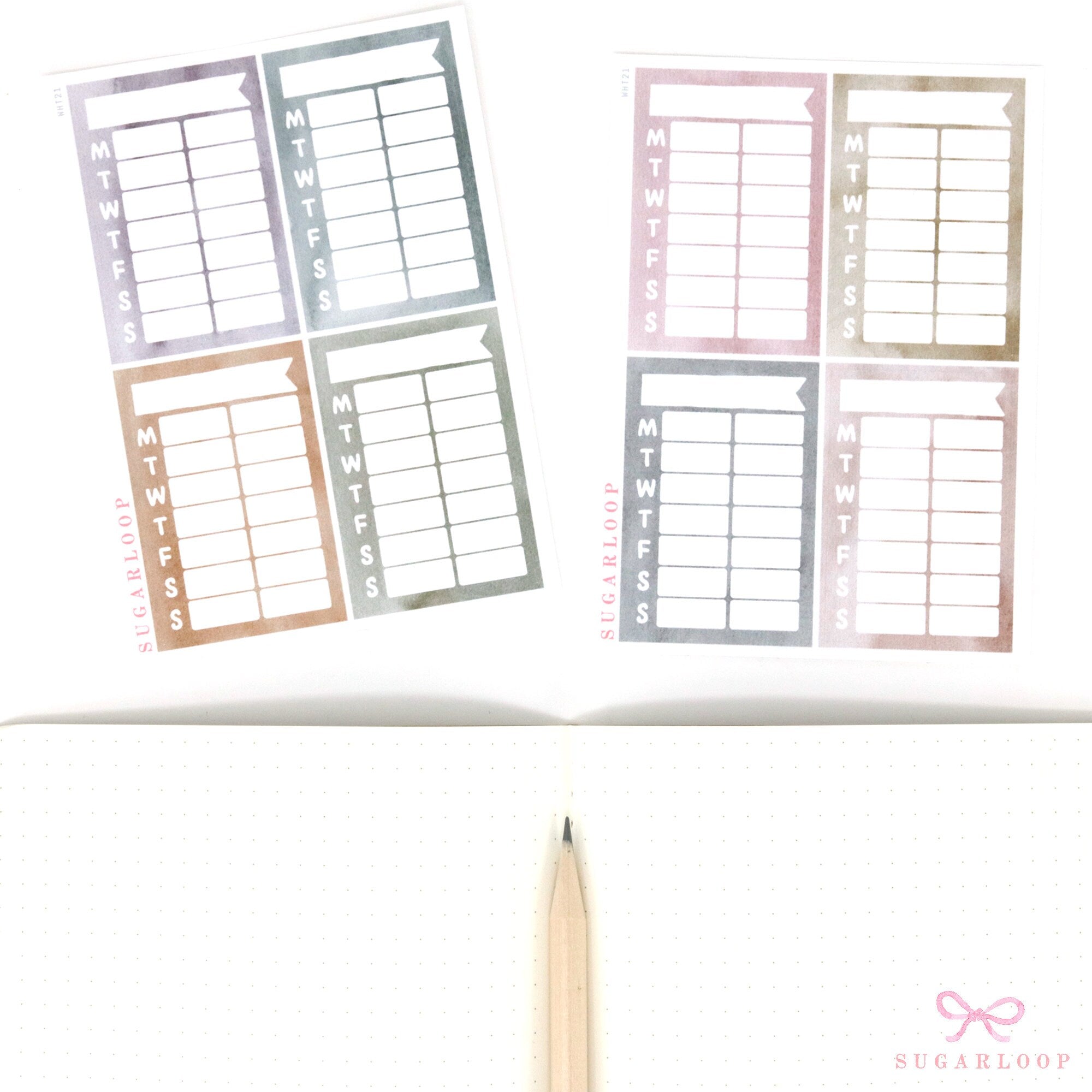 Weekly Sidebar Work Habit Tracker Bujo Planner Stickers Highland Colorway: 1.5in (38mm)Wide  8 Full Boxes
