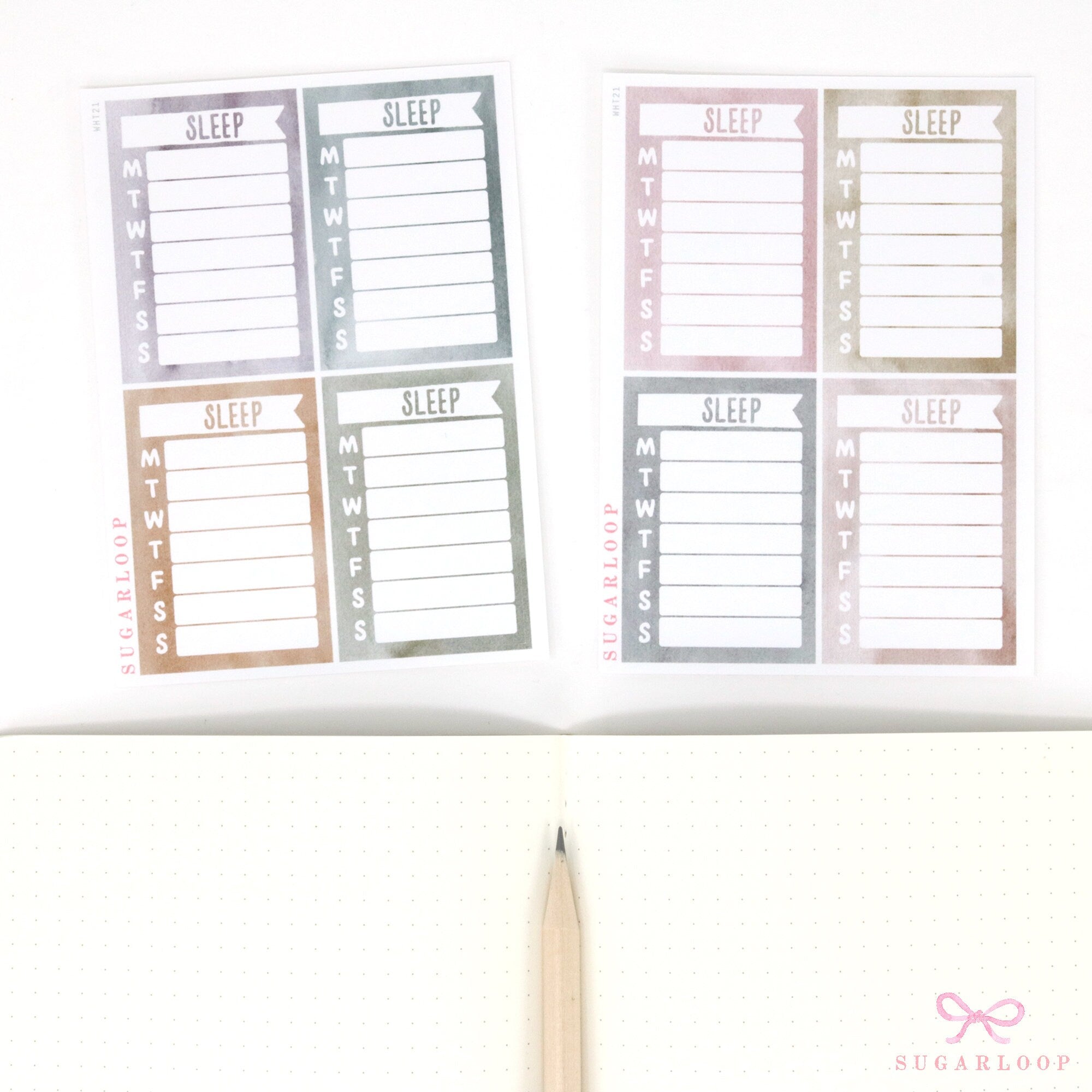 Weekly Sidebar Work Habit Tracker Bujo Planner Stickers Highland Colorway: 1.5in (38mm)Wide  8 Full Boxes
