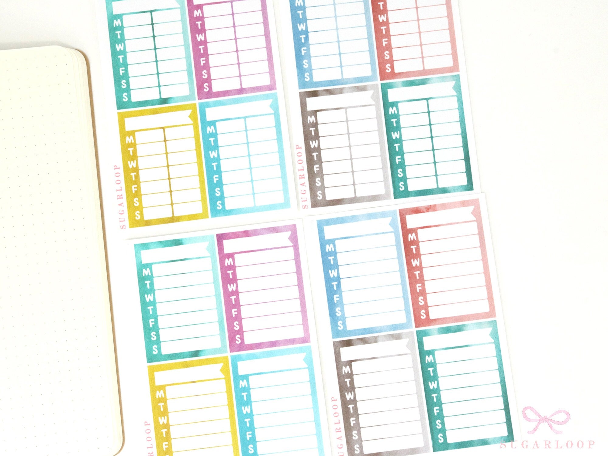 Weekly Sidebar Work Habit Tracker Bujo Planner Stickers: 1.5in (38mm) Wide