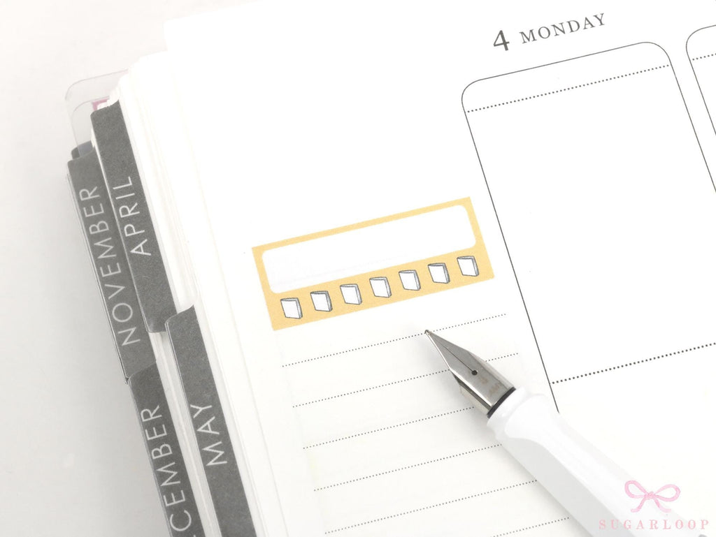 Reading Habit Tracker Vertical Sidebar Bujo Planner Stickers: 1.5in (38 mm) Wide
